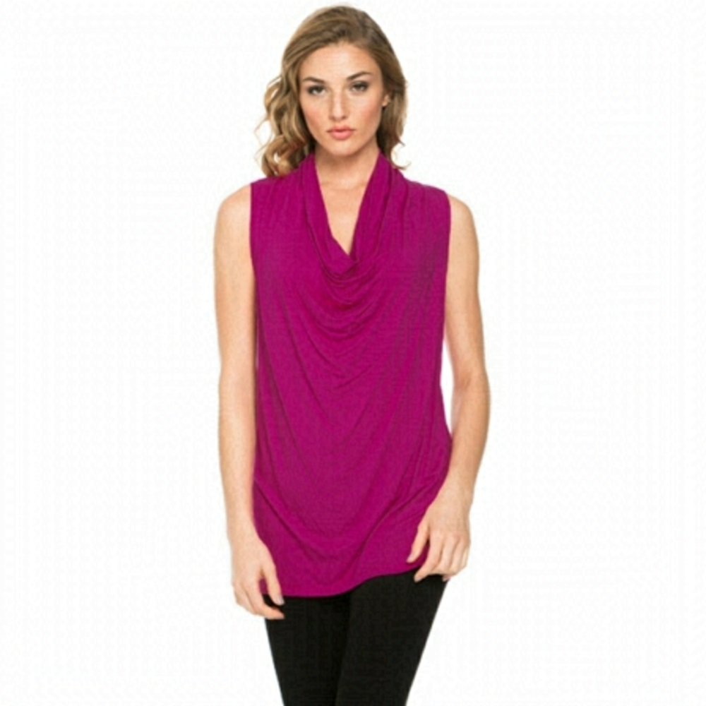 AZULES Sleeveless Cowl Neck Women's Top Raspberry Color Sz Small NWT